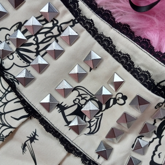 DK kawaii goth creepy cute dbl corset laced top & metal stud skirt set SOLD! - Picture 15 of 15